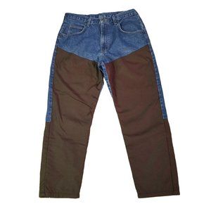 Wrangler 36x30 Blue Jeans Denim Protective Reinforced Legs Work Canvas Double Kn